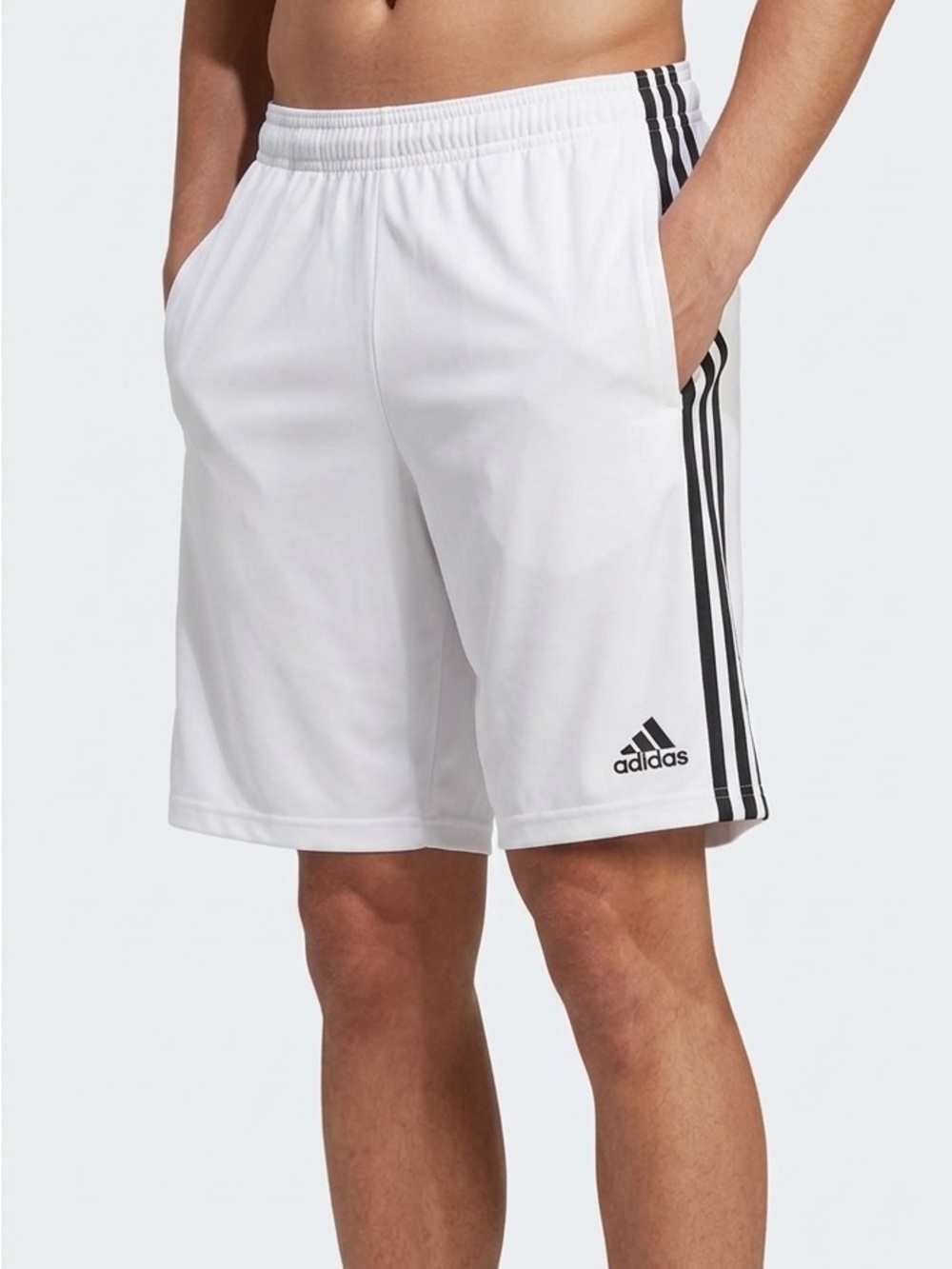 Adidas Youth Large 14/16 White 3-Stripes Athletic Shorts NWOT